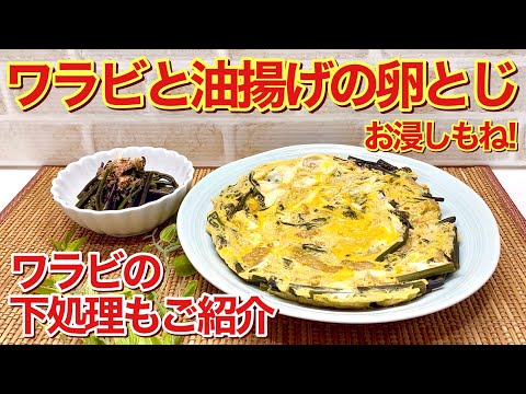 【ワラビレシピ】ワラビと油揚げの卵とじ＆お浸しの作り方♪ワラビ料理ではこれが一番美味しい！下処理の仕方もご紹介しています。