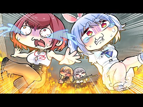 【手描き】 フレアの攻撃で危うく丸焦げになるぺこマリ【こまいぬ/切り抜き/Hololive】