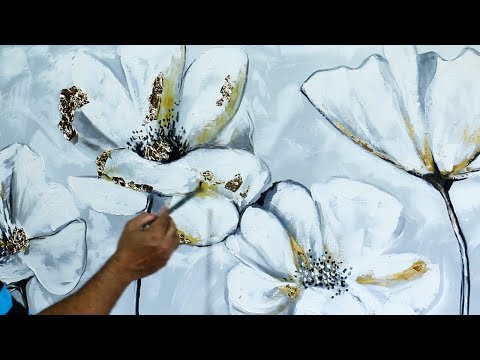 Pintando Flores con Relieve Pintura Acrílica