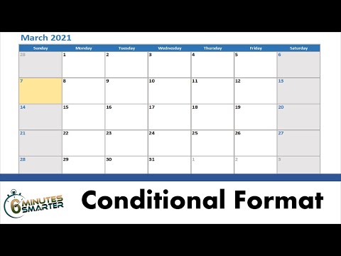 Use Conditional Formatting to Format the Current Date on a Calendar