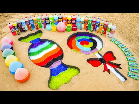 How to make Rainbow Candy with Orbeez, Balloons Soda, Coca Cola, Schweppes, Pepsi, Fanta and Mentos