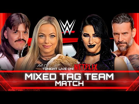 WWE 2K24 | Dominik Mysterio & Liv Morgan VS CM Punk & Rhea Ripley - Mixed Tag Team Match | Raw