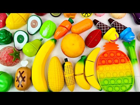 食材 野菜切り＆フルーツ切り | 木製 Drop Fruit, ASMR wooden fruits,ASMR toys fruit and vegetables