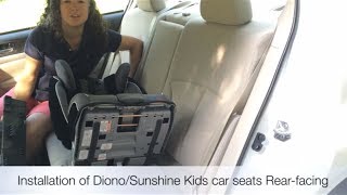 How to Install a Diono car seat rear-facing (LATCH + rear-facing tether)