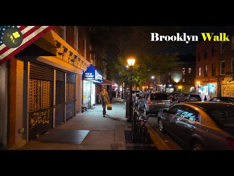 Walking in Brooklyn 4K Virtual Tour,Night Time, Relaxing