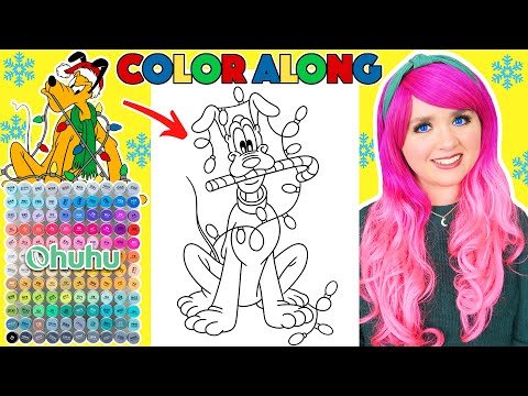 Color Disney Pluto Christmas Picture With Me | COLOR ALONG WITH KIMMI