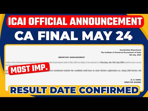 ICAI Official Announcement | CA Final May 24 Result date | ICAI Result Date Out | ICAI Result Update