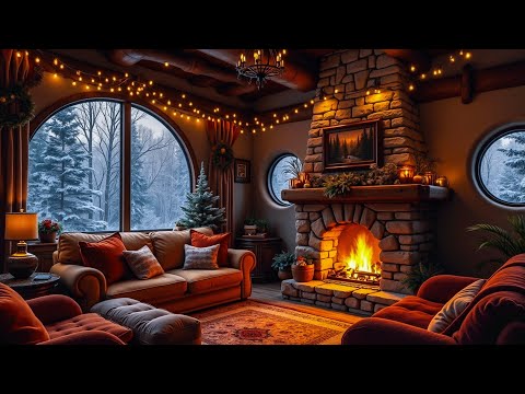 Cozy Reading Nook Ambience 🌧️ Soft Jazz Music 🌧️ Heavy Rain, Fireplace Sounds for Sleeping