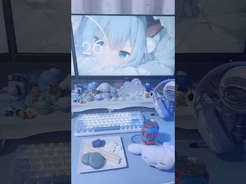 青いお菓子と水色デスク周り🩵#kawaiisetup #asmr #kawaiiasthetic #cinnamoroll