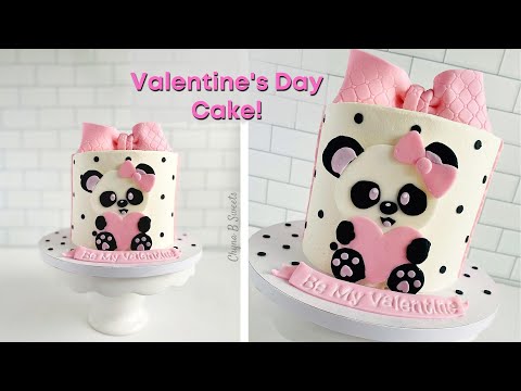 Cute Valentine's Day Cake Idea! | Panda Bear Valentine Cake by ChynaBsweets