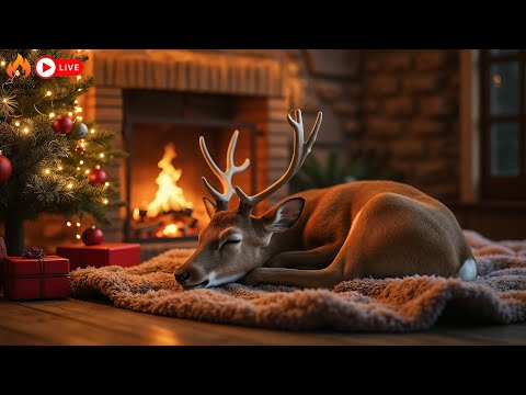 Sleep by the Warm Fireplace 🔥💤 Animals & Crackling Fire Sounds on Christmas Night