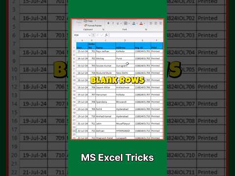 One Click Blanks ROW Ms Excel Shortcut Key | MS Excel Shortcut Key | New Tricks #shorts #short