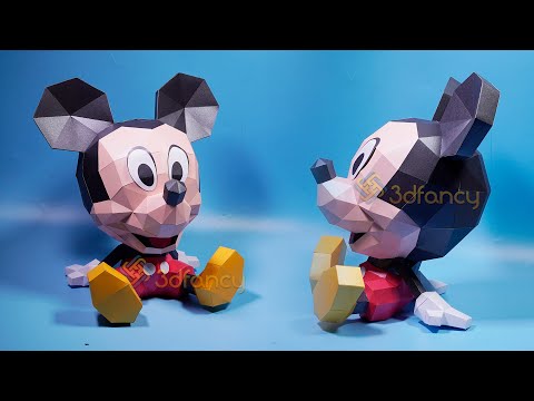 How to make Cute Mickey Mouse Papercraft Cricut paper crafts, Low poly papercraft, 3d mickey mouse