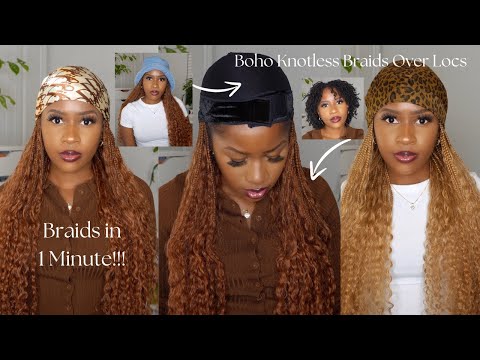 How to Get Instant Boho KNOTLESS Braids! No Braiding At All! @LockBraids Brown & Blonde Human Hair