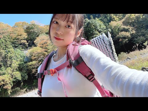 電車乗り間違え 吊るし肉失敗 新しいザックでキャンプ / HangRoastedMeat [Japanese solo camping girl]