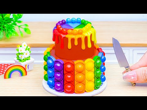 Miniature Rainbow Chocolate Cake Decorating 🌈 Rainbow KitKat Pop It Cake Recipes By Lotus Cakes