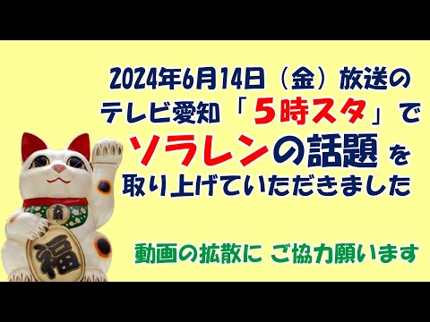 2024年6月14日　テレビ愛知の「５時スタ」でソラレンの話題を取り上げていただきました