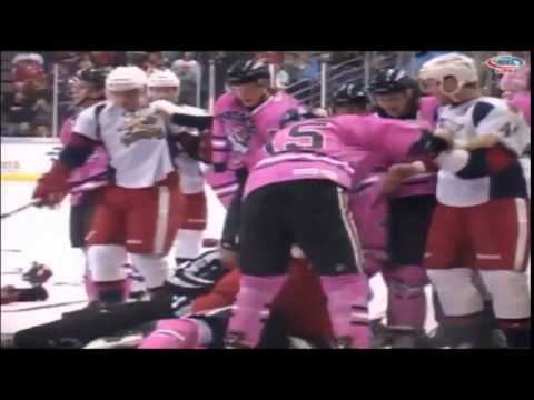 Rockford vs Grand Rapids - Bench clearing hockey fight - AHL 2013