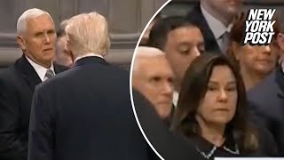 Karen Pence refuses to shake Trump's hand at Jimmy Carter's funeral service: video