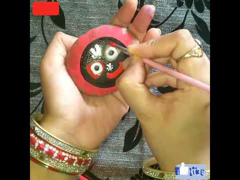 Lord Jagannath painting on stone #art #paintings #stone #ytshorts #jagannath