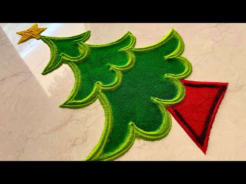 Merry Christmas🎄🎁💝special rangoli/ Christmas tree rangoli/ easy christmas rangoli