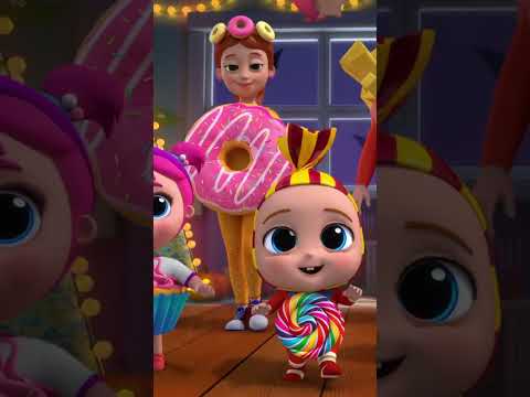 Spooky Halloween Costumes: Donut, Lollipop, Fries, & Popcorn! | Little Angel Songs #shorts