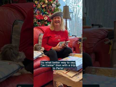 Mom studying French unwraps the Christmas gift of her dreams! | Humankind #shorts #christmas