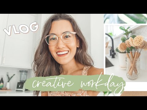 Creative Work Day Vlog 📷 | task batching, shooting content, n' harvesting kale for my dinner