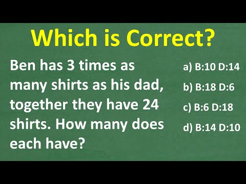 Ben and his Dad have 24 shirts. Ben has 3 times as many shirts. How many does each have?