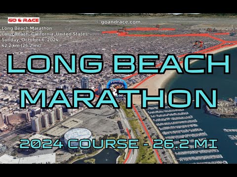 Long Beach Marathon (2024): fly over the marathon course! Video of the race path.