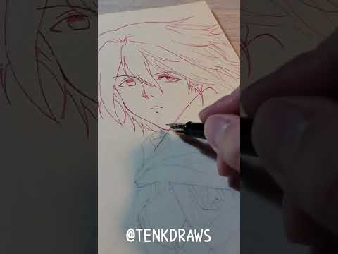 Drawing anime with fountain pen #mikasa #attackontitan #TenKDraws