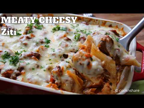 Easy Meaty Cheesy Ziti Pasta Recipe | 30 Minute Weeknight Casserole!