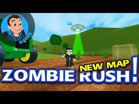 There's an AWESOME New Map in Roblox Zombie Rush! Farm map with UFO!