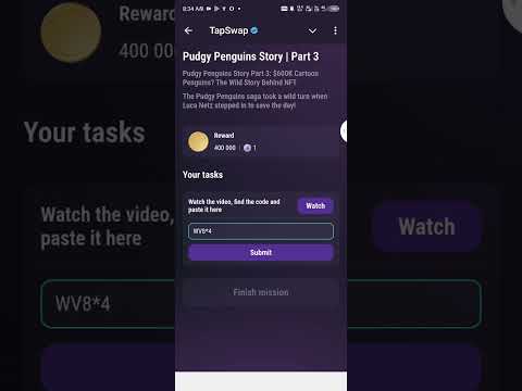 TapSwap Pudgy Penguins Story | Part 3 video code #foryou #tapswap #tapswapcode #foryoushorts #earn