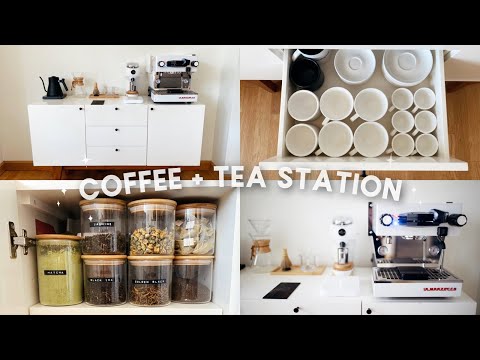 my home coffee & tea station tour + linea mini unboxing