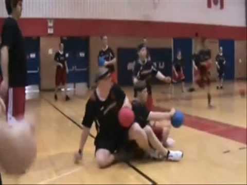 INSANE College Dodgeball Play! 4 outs in 16 seconds! Saginaw Valley 2012