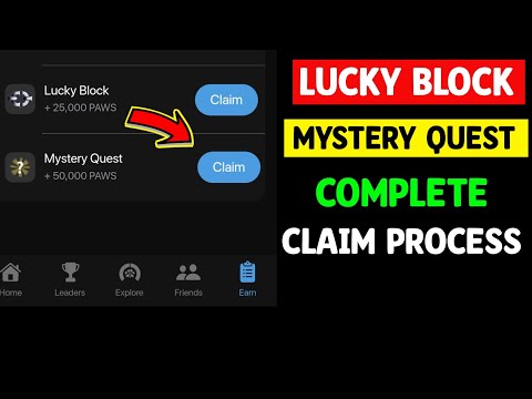 Lucky Block Paws Task Complete Process | Mystery Quest 50,000 Paws Claim | Paws New Task Today