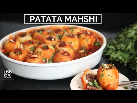 Stuffed potato recipe -  Patata mahshi (Batata Ma7shi) - Stuffed potato with lamb  - بطاطا مخشي