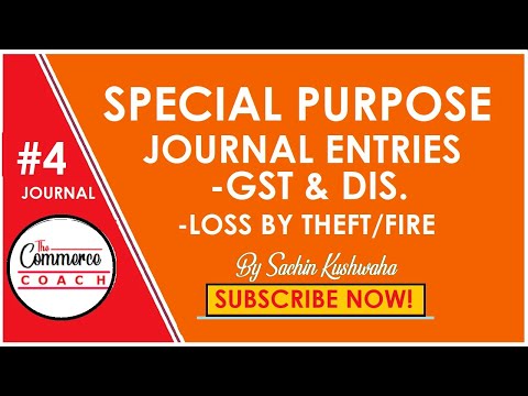 Special Purpose Journal Entries -2(HINDI) | Gst and Discount | Loss on theft and Fire