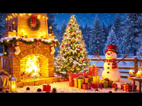 Relaxing Christmas Music Snow Falling❄️ Beautiful Christmas Music Cozy Fireplace🎁 Christmas Ambience