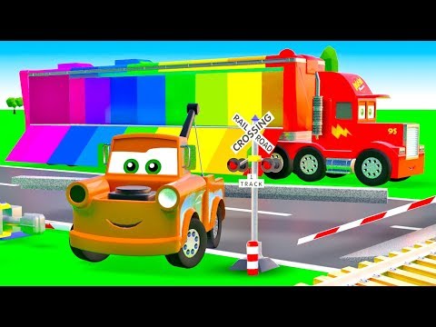 Cars build Railroad Crossing