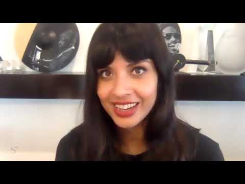 Jameela Jamil texts with theSkimm