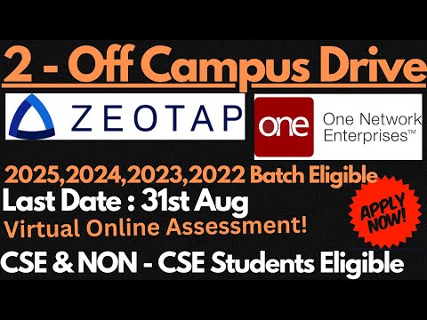 2 - Off Campus Drive 2025,2024,2023,2022 Batch | Virtual Online Assessment🔥🔥