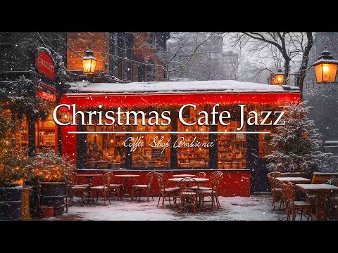 Winter Light Jazz ❄️ Outdoor Cafe With Snowfall & Christmas Jazz Instrumental Music for Relaxing Day