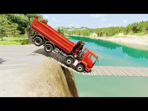 Mobil vs Suspension Bridge #11 - BeamNG Drive