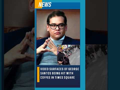 Video surfaces of George Santos being hit with coffee in Times Square #georgesantos