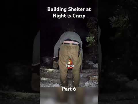 Building Shelter at Night is Crazy #camping #outdoors #bushcraft #bushcraftlife #shorts