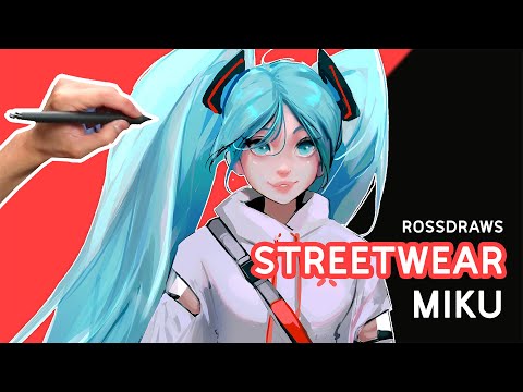 Drawing Hatsune Miku in STREETWEAR #shorts