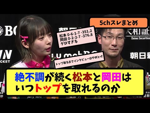 【Mリーグ】絶不調が続く松本と岡田はいつトップを取れるのか【5ちゃんねる】