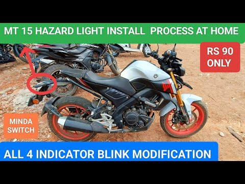 Yamaha mt 15 Hazard light Modification l mt 15 all 4 indicator blink l mt 15 Hazard installation